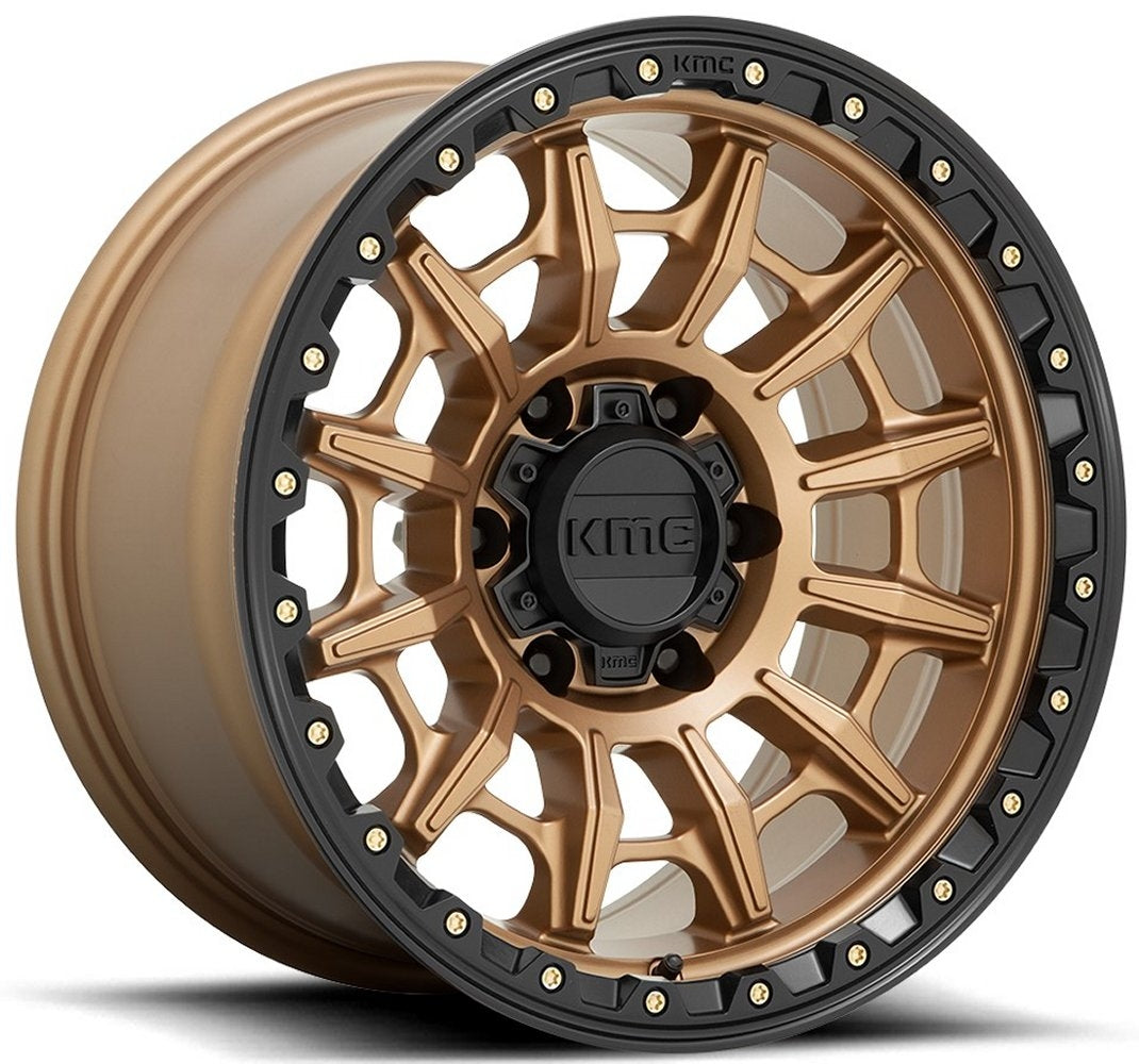 16x8 KMC KM547 Carnage Matte Bronze w/ Black Lip 6x5.5/139.7 0mm - Flex Offroad