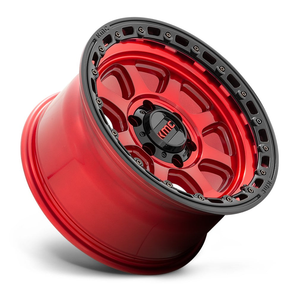 (Clearance - No Returns) 20x9 KMC KM548 Chase Candy Red w/ Black Lip 8x6.5/165 18mm