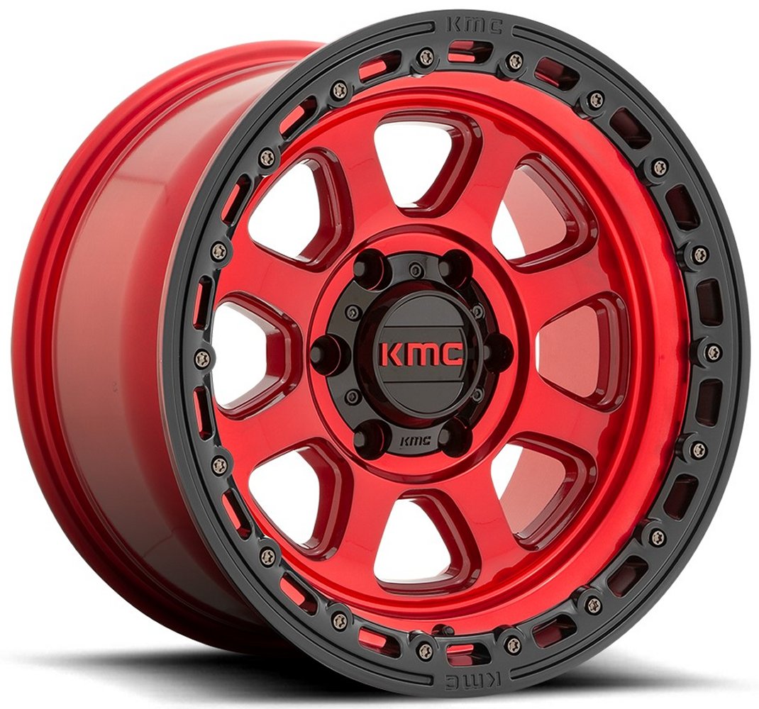 (Clearance - No Returns) 20x9 KMC KM548 Chase Candy Red w/ Black Lip 8x6.5/165 18mm