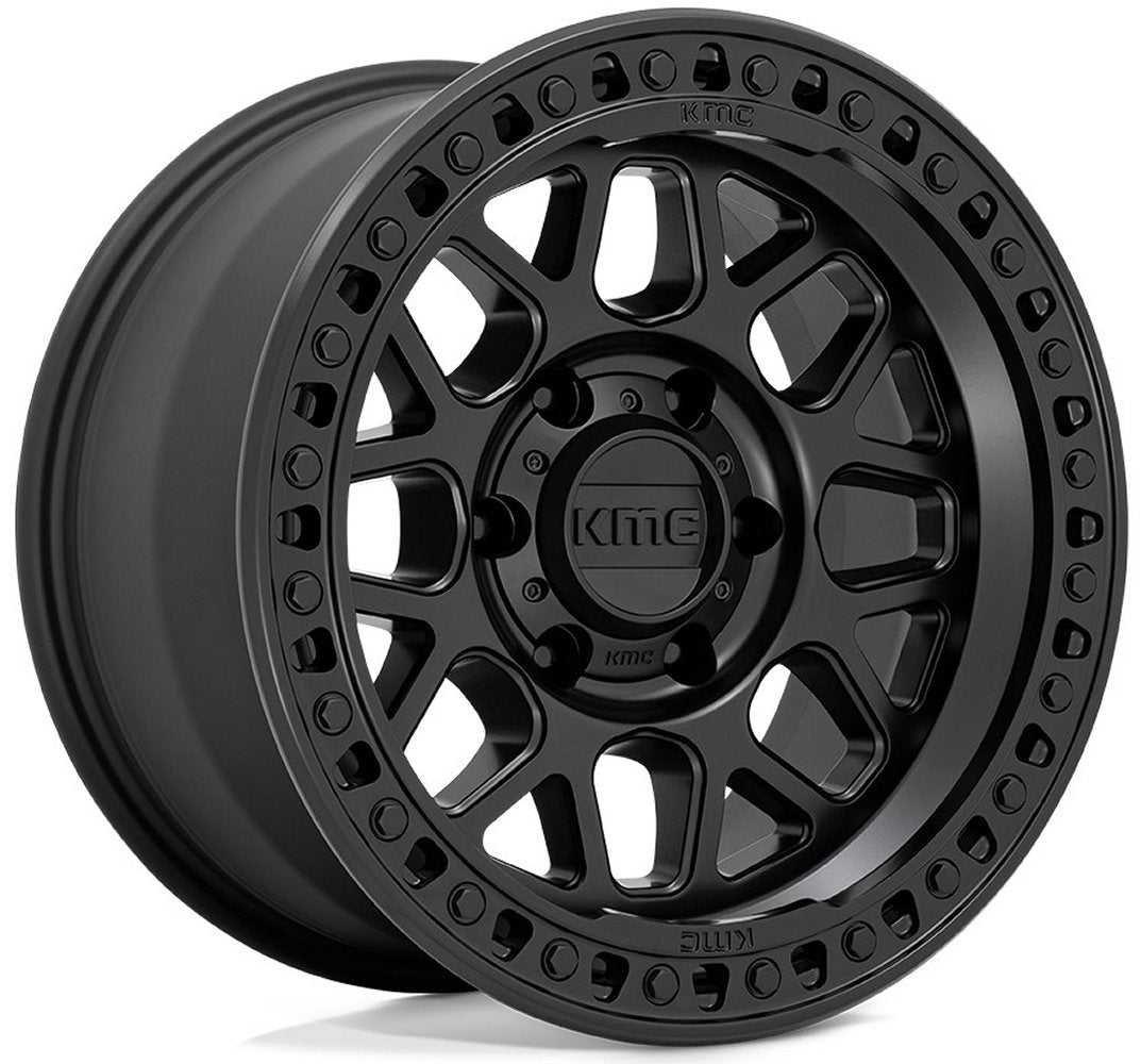 18x8.5 KMC KM549 GRS Satin Black 5x5.5/139.7 0mm - Flex Offroad