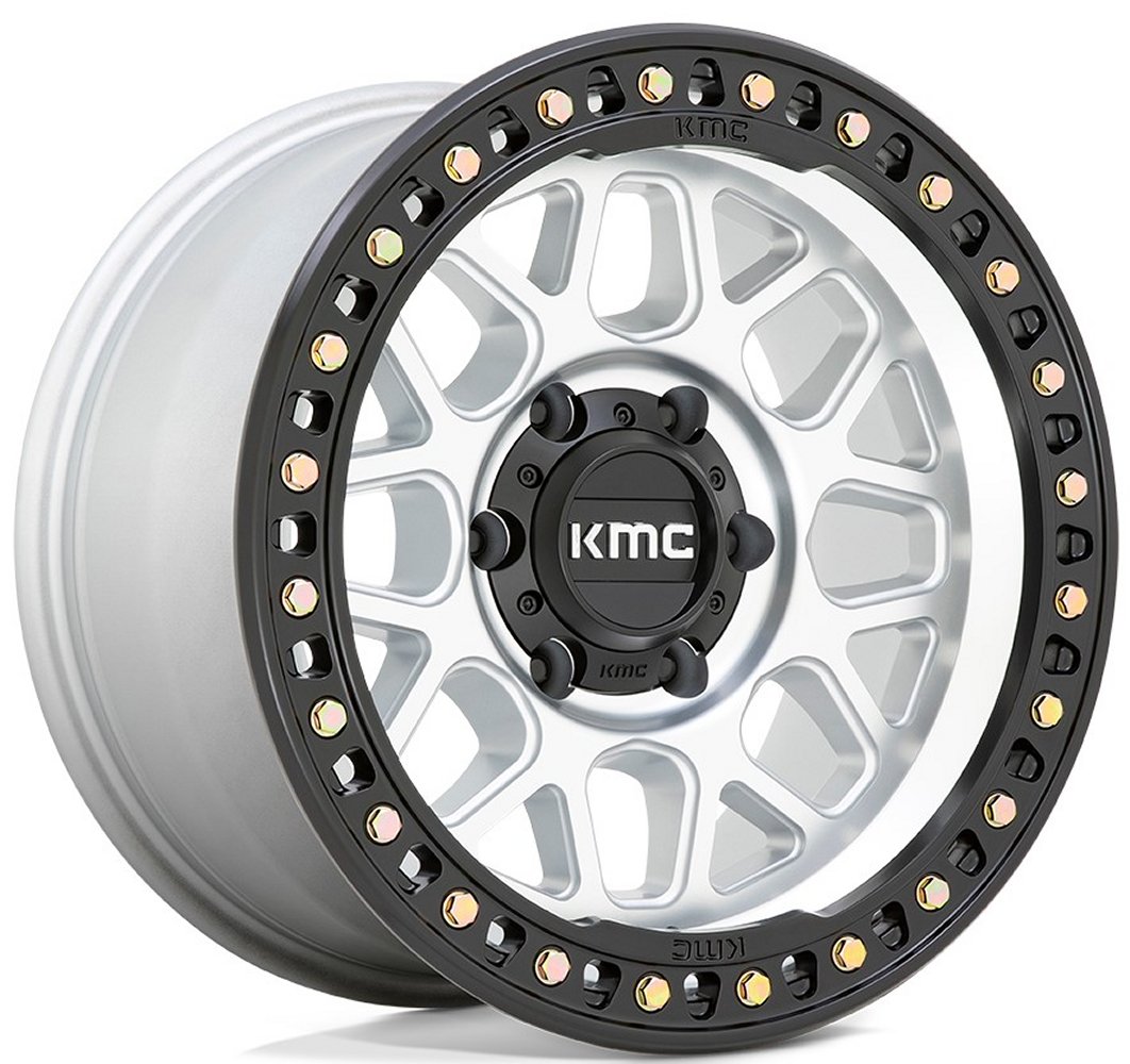 18x9 KMC KM549 GRS Machined w/ Satin Black Lip 5x5/127 -12mm - Flex Offroad