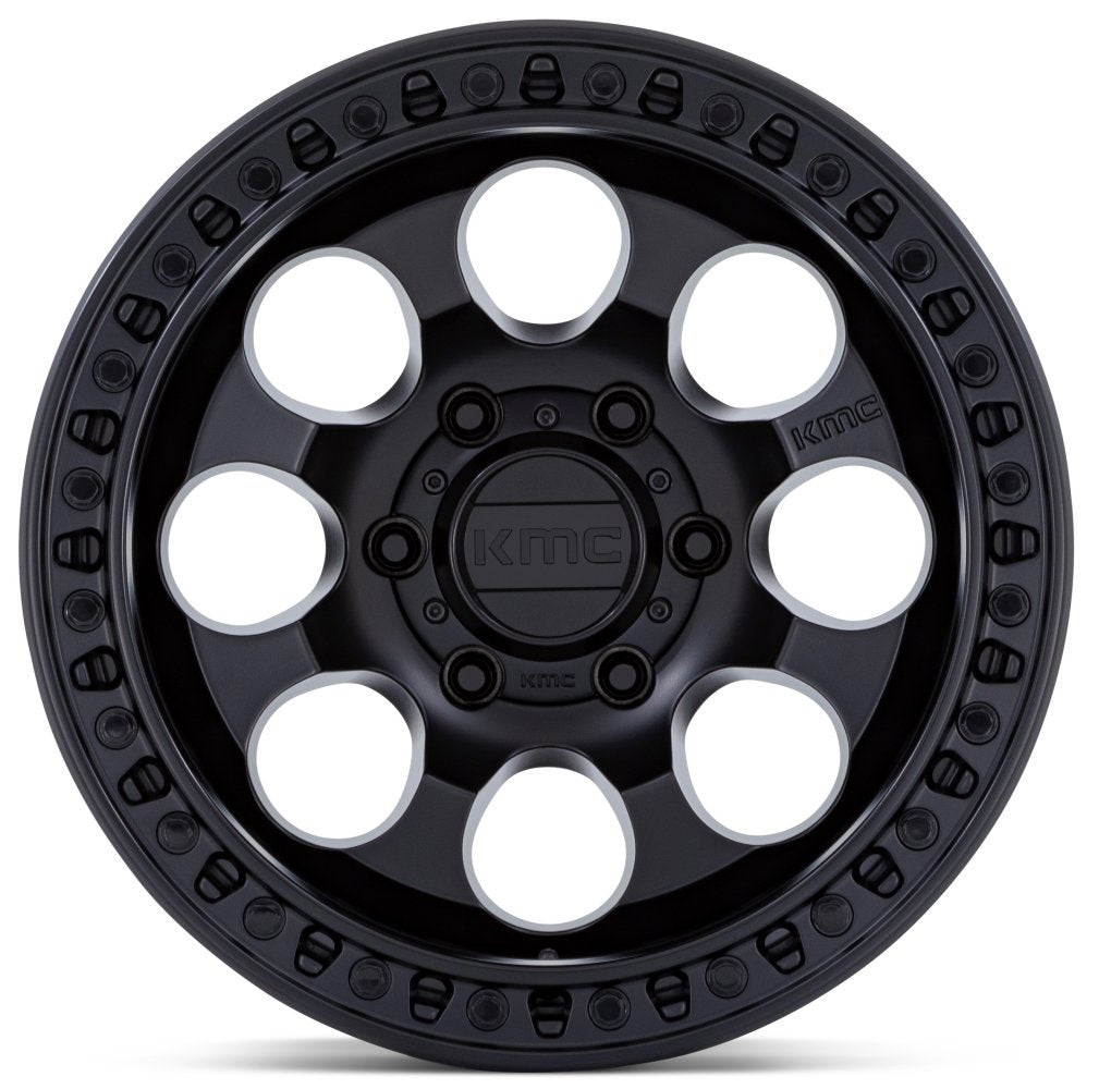 17x8.5 KMC KM550 Riot SBL Satin Black 6x13510mm - Flex Offroad
