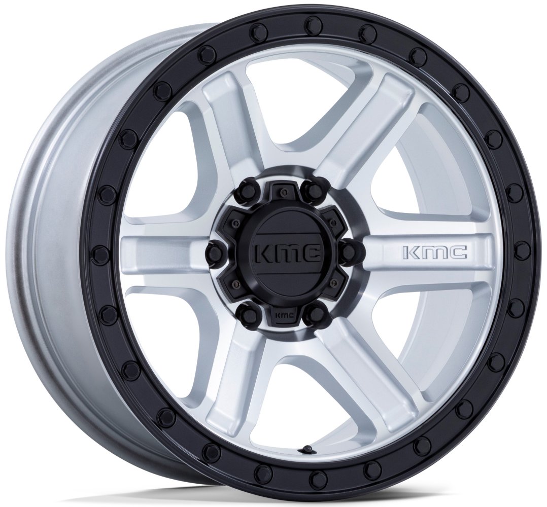 (Clearance - No Returns) 17x8.5 KM551 Outrun Machined w/ Gloss Black Lip 5x5/127 -10mm