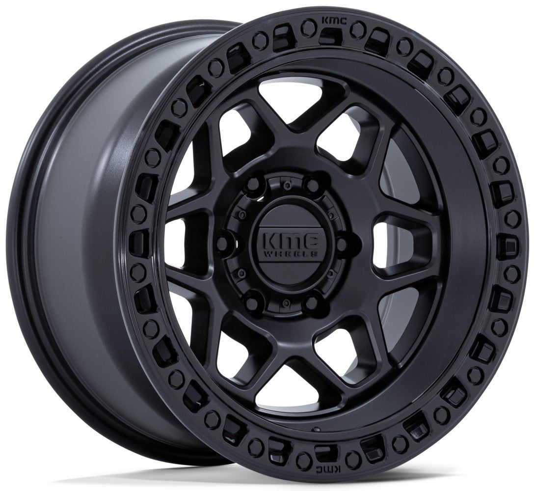 17x8.5 KM553 Torx Matte Black w/ Gloss Black Lip 5x5/127 0mm