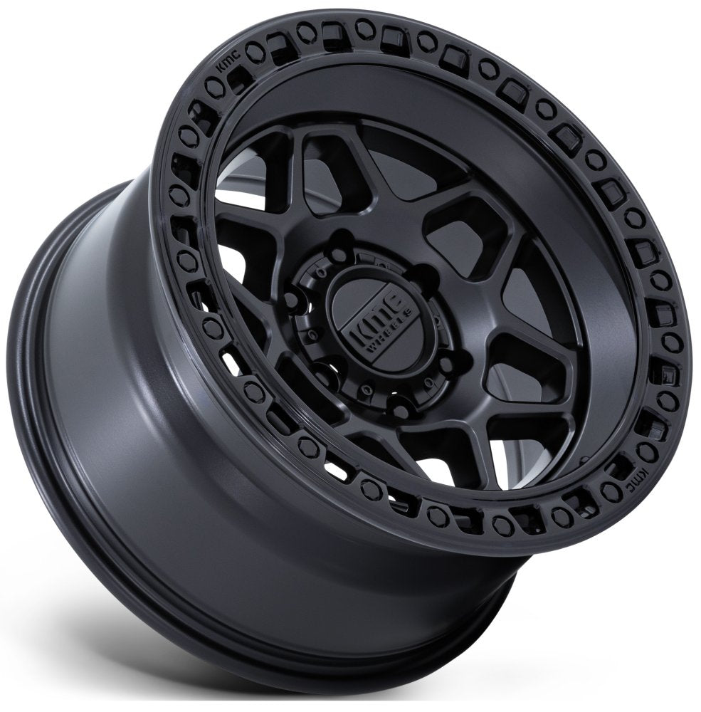 17x8.5 KM553 Torx Matte Black w/ Gloss Black Lip 6x5.5/139.7 25mm