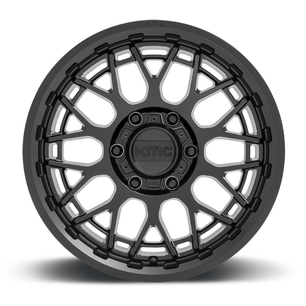 20x9 KMC KM722 Technic Satin Black 8x180 0mm - Flex Offroad