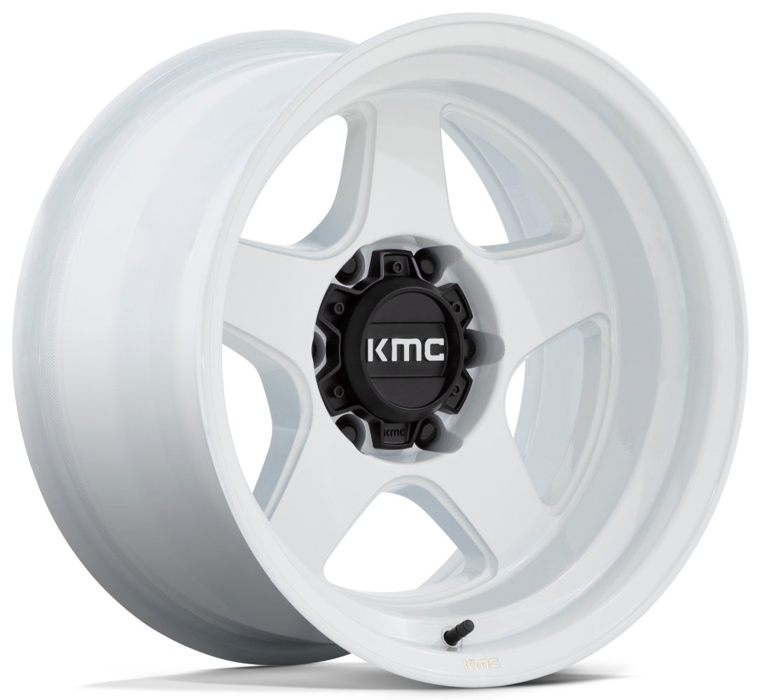 17x9 KMC KM728 Gloss White 5x5/127 -38mm - Flex Offroad