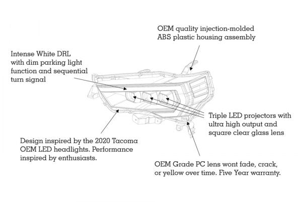 Morimoto XB LED Headlights: Toyota 4Runner (14-22) (Pair / ASM / Amber DRL) (Gen 2) LF531.2-A-ASM - Flex Offroad