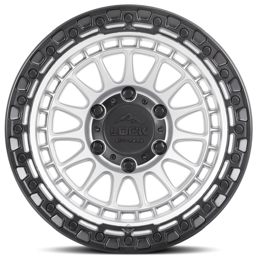 17x9 Lock Off-Road Mojave Matte Silver w/ Matte Black Ring 8x6.5/165 1mm