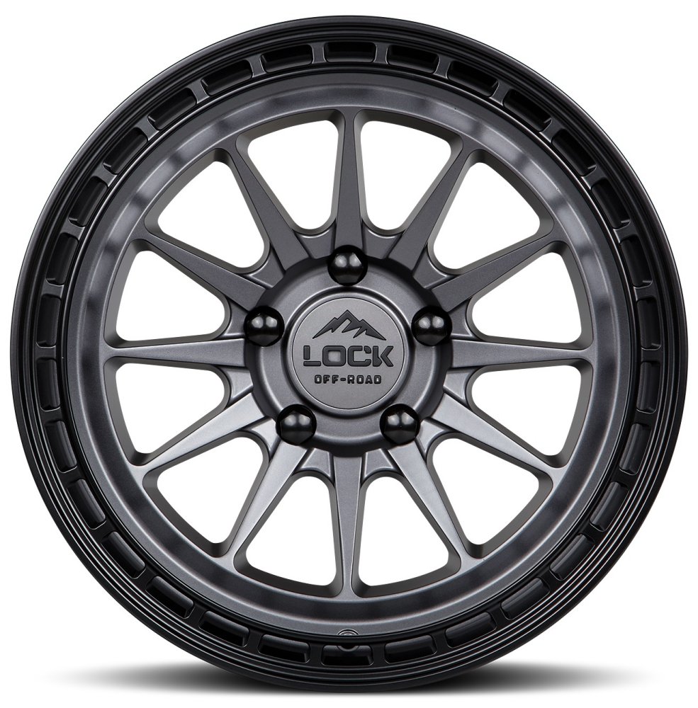 17x8 Lock Off-Road Baja Matte Grey w/ Matte Black Ring 5x4.5/114.3 40mm