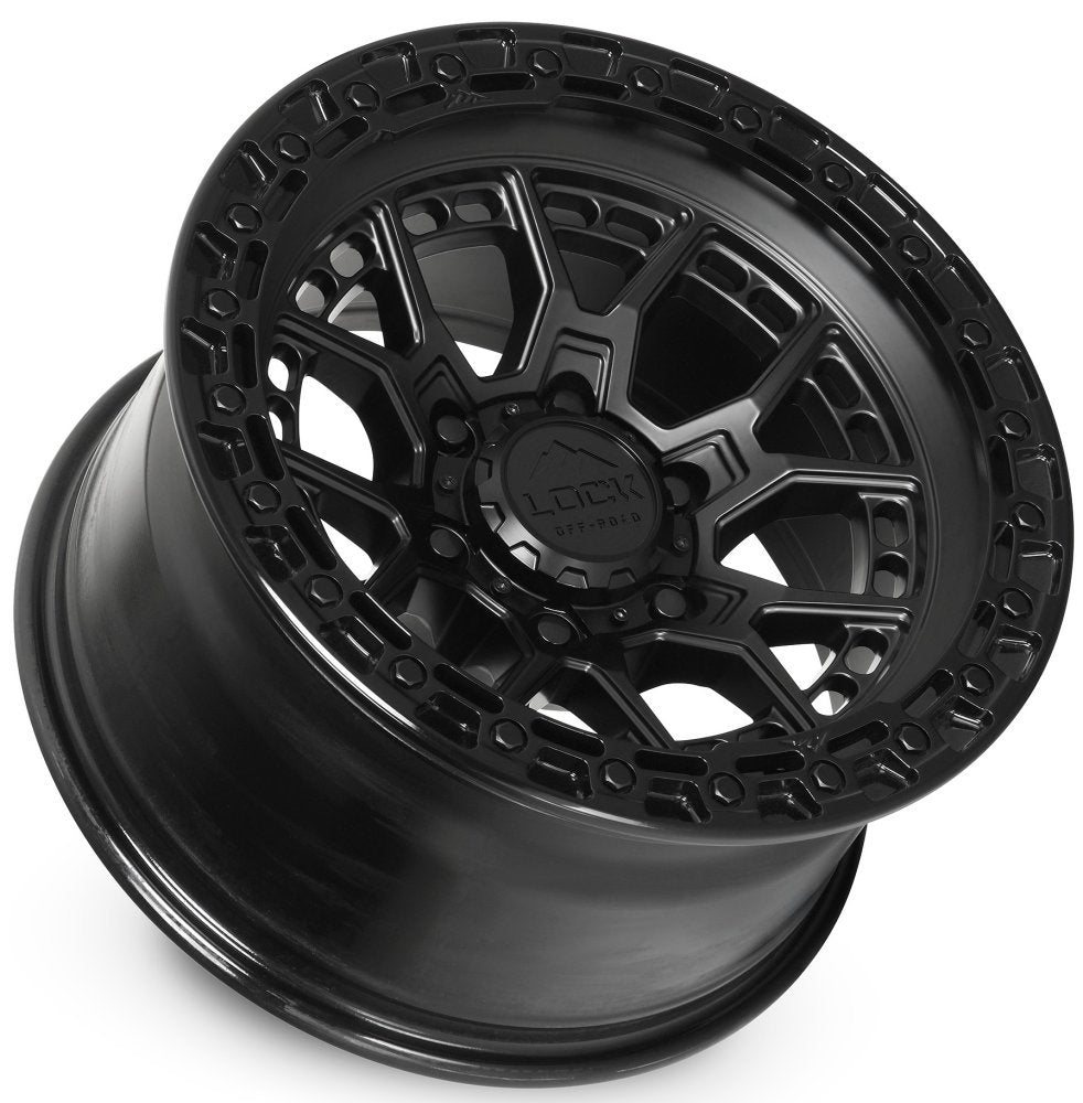 17x9 Lock Off-Road Commando Matte Black w/ Gloss Black Ring 5x5/127 -12mm