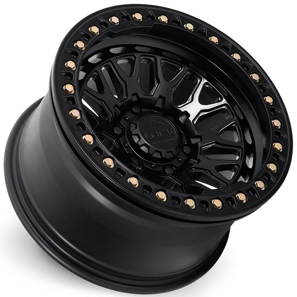 17x9 Lock Off-Road Invader Forged Beadlock Matte Black (Full Forged) 8x6.5/165 -12mm