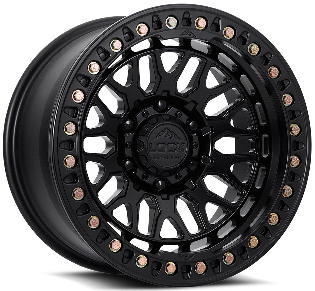 17x9 Lock Off-Road Invader Forged Beadlock Matte Black (Full Forged) 8x6.5/165 -12mm