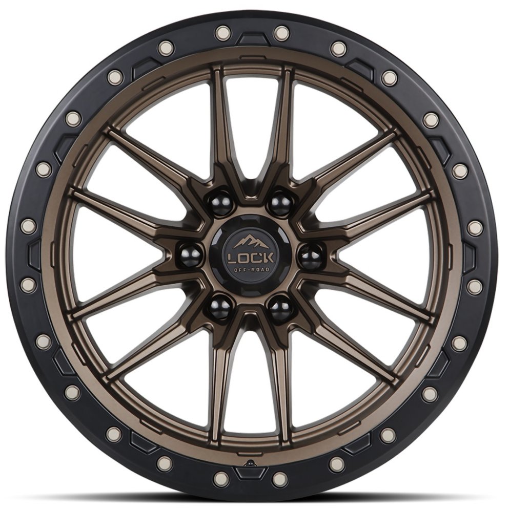 18x9 Lock Off-Road Krawler Matte Bronze w/ Matte Black Ring 5x5/127 -12mm - Flex Offroad