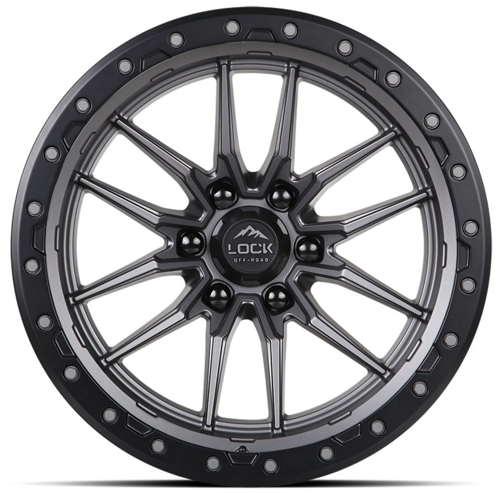 18x9 Lock Off-Road Krawler Matte Grey w/ Matte Black Ring 6x5.5/139.7 -12mm