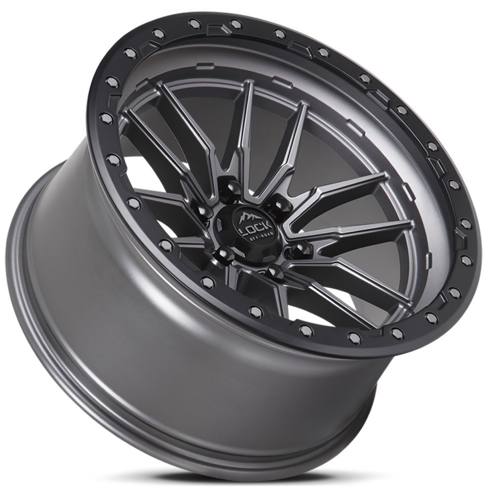 17x9 Lock Off-Road Krawler Matte Grey w/ Matte Black Ring 5x5/127 -12mm - Flex Offroad