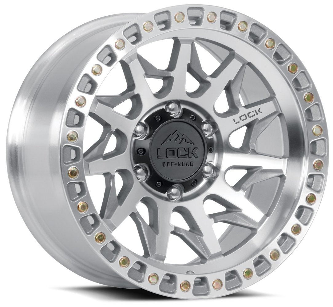 17x9 Lock Off-Road Lunatic Machine w/ Clear Coat 6x5.5/139.7 -12mm - Flex Offroad