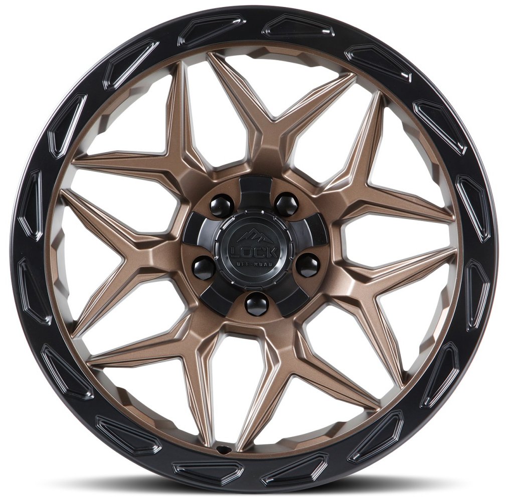 22x10 Lock Off-Road Matrix Matte Bronze w/ Matte Black Ring 6x135 6x5.5/139.7 -18mm - Flex Offroad