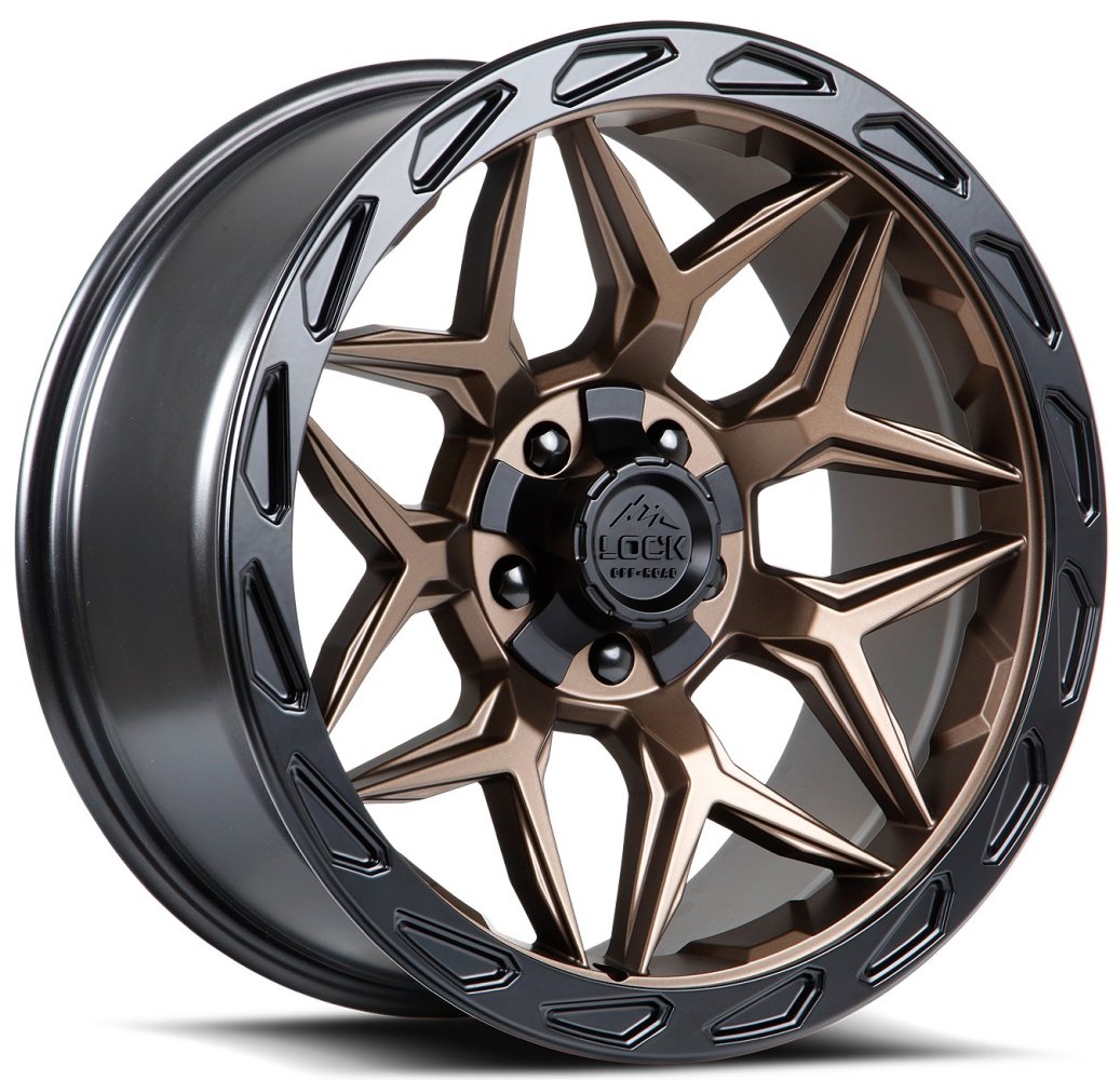22x10 Lock Off-Road Matrix Matte Bronze w/ Matte Black Ring 6x135 6x5.5/139.7 -18mm - Flex Offroad