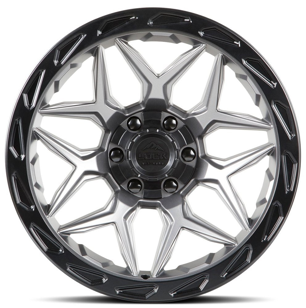 20x10 Lock Off-Road Matrix Matte Grey w/ Matte Black Ring 5x5/127 5x5.5/139.7 -18mm - Flex Offroad