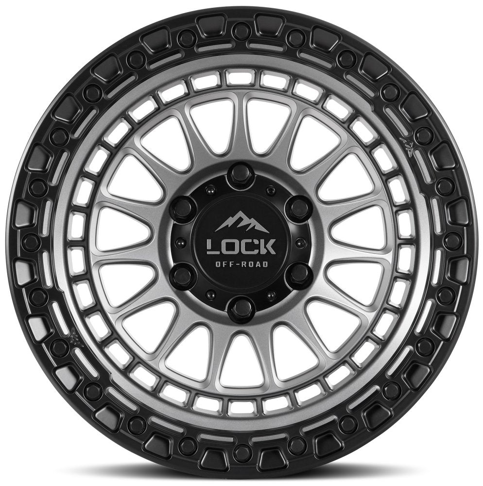 17x8.5 Lock Off-Road Mojave Matte Grey w/ Matte Black Ring 5x5/127 25mm