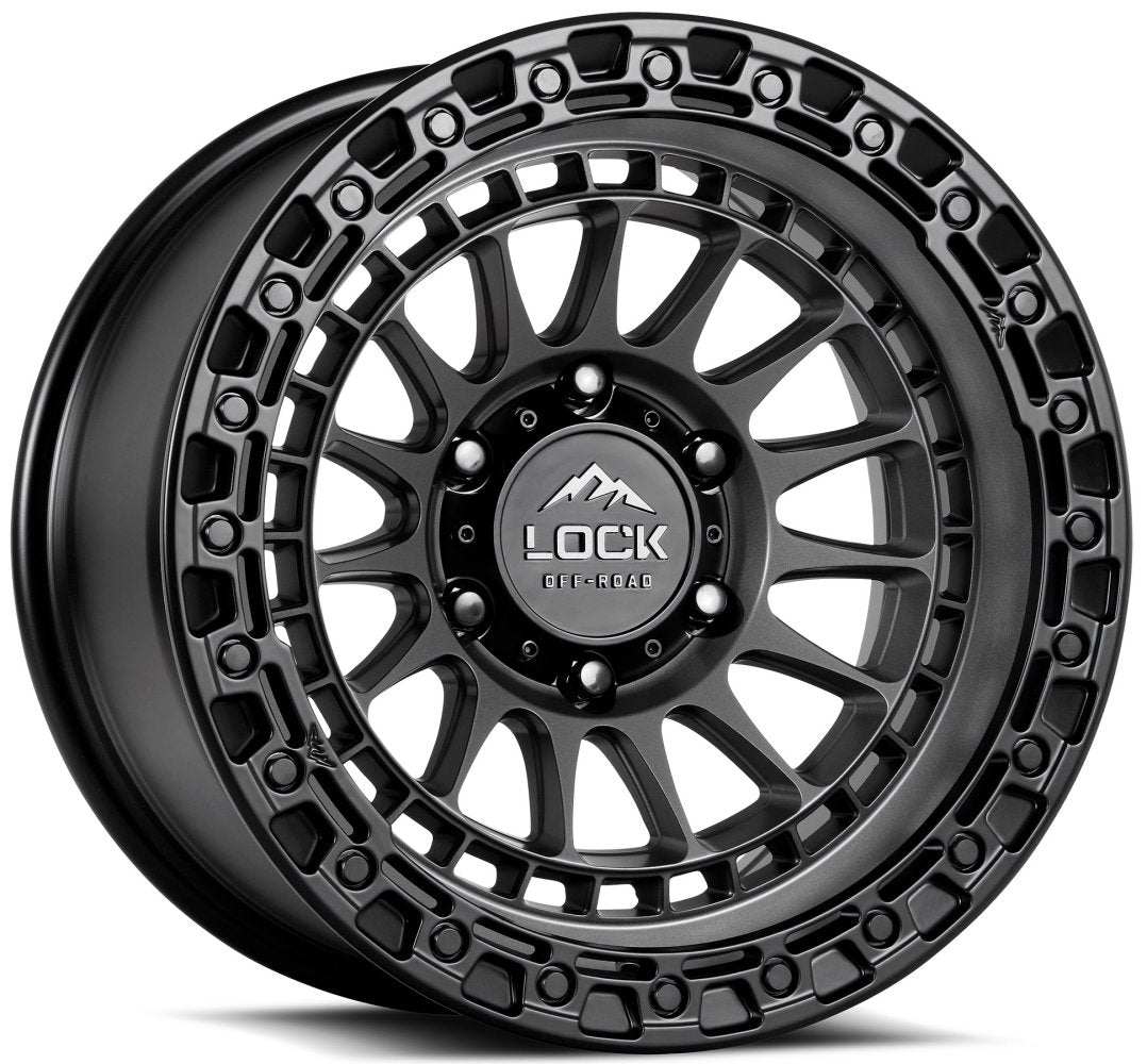 17x8.5 Lock Off-Road Mojave Matte Grey w/ Matte Black Ring 5x5/127 25mm