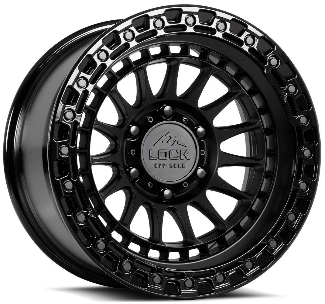 17x9 Lock Off-Road Mojave Matte Black w/ Gloss Black Ring 8x6.5/165 -12mm