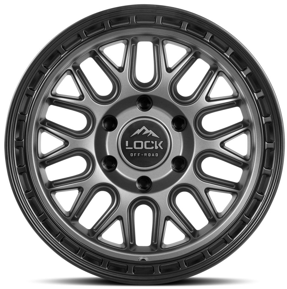 17x9 Lock Off-Road Onyx Matte Grey w/ Matte Black Ring 5x5/127 1mm - Flex Offroad
