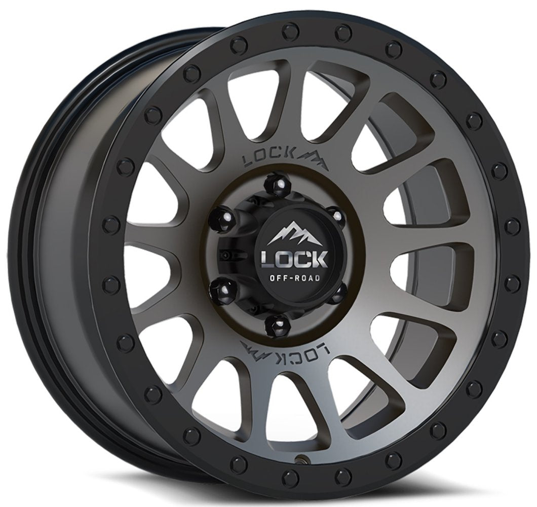 20x10 Lock Off-Road Yosemite Matte Grey w/ Matte Black Ring 6x135 -18mm - Flex Offroad