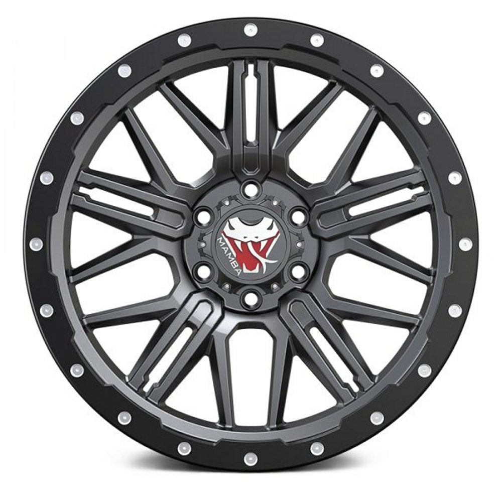 20x9 Mamba Off-Road M25 Matte Grey w/ Black Lip 5x5/127 -12mm - Flex Offroad