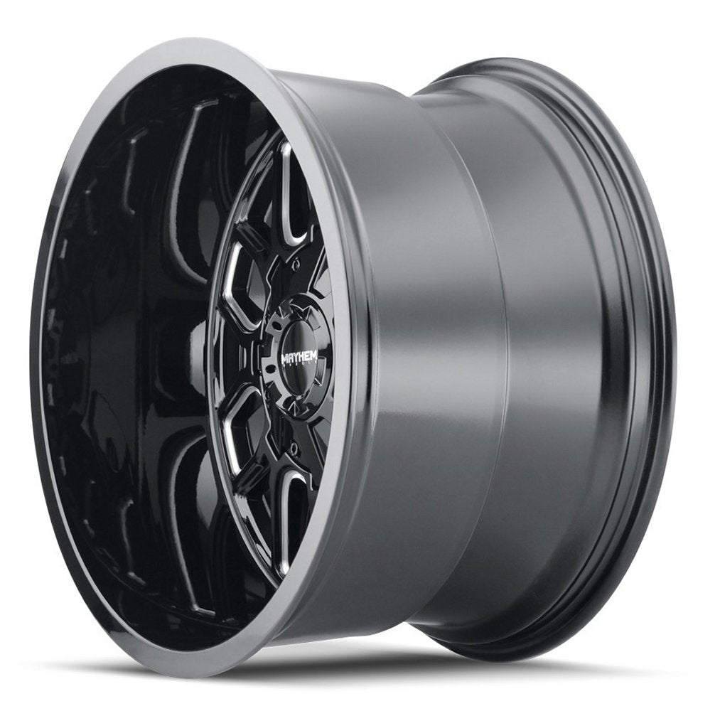 20x9 Mayhem Cogent 8107B Gloss Black w/ Milled Spokes 5x5/127 5x5.5/139.7 18mm - Flex Offroad