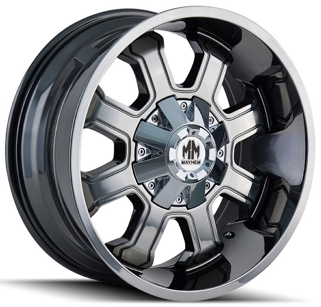 (Clearance - No Returns) 22x12 Mayhem Fierce 8103C Chrome (* May Require Trimming) 8x6.5/165 8x170 -44mm - Flex Offroad
