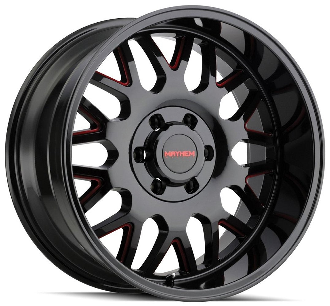 20x9 Mayhem Tripwire 8110BTR Gloss Black Milled w/ Prism Red 8x170 18mm - Flex Offroad