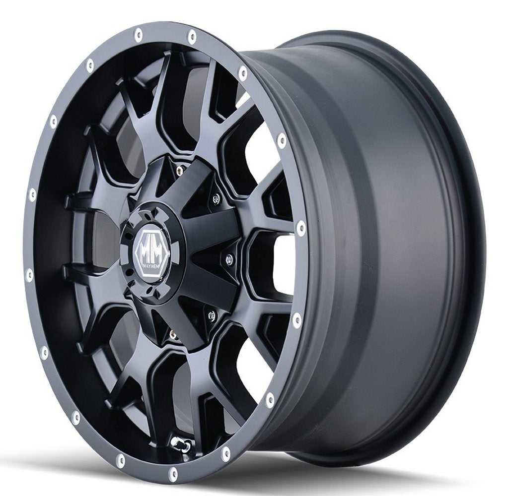 17x9 Mayhem Warrior 8015MB Matte Black  5x4.5/114.3 5x5/127 -12mm