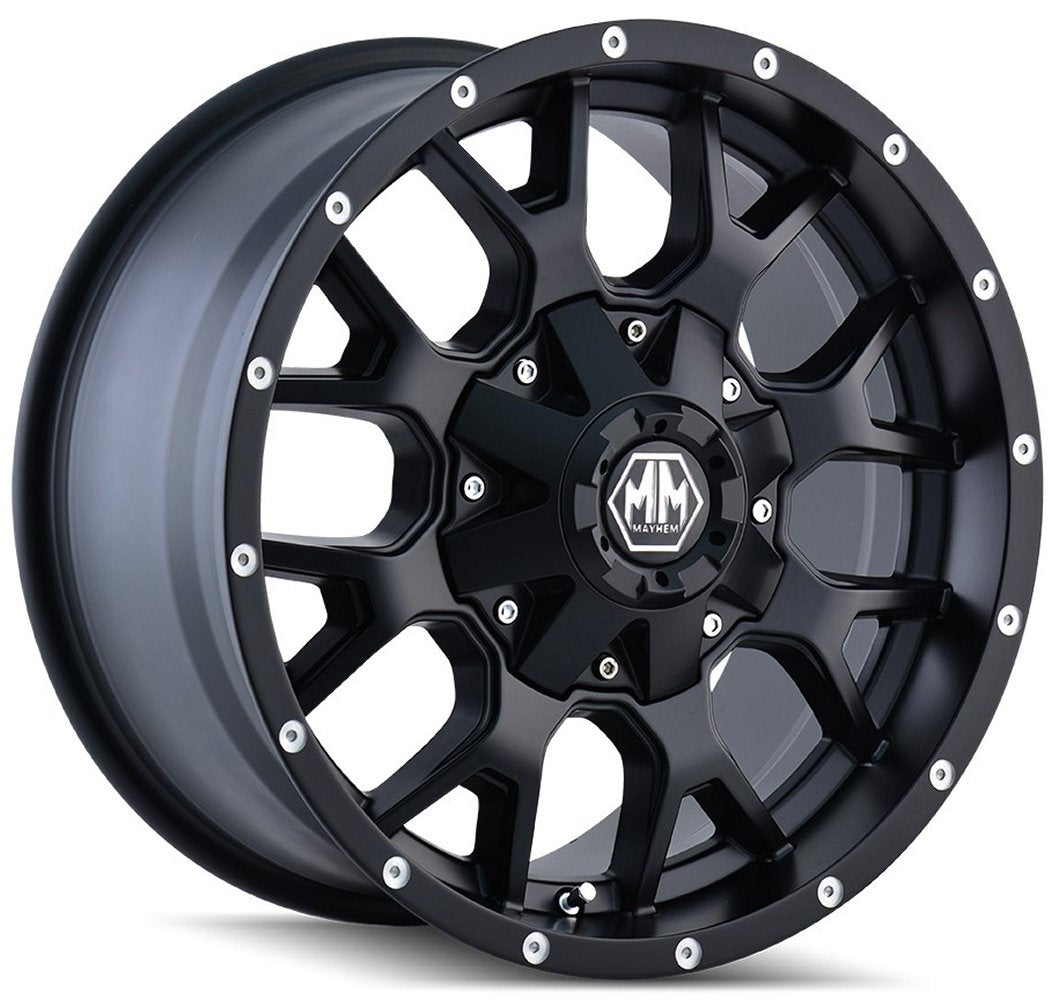 20x10 Mayhem Warrior 8015MB Matte Black  8x180 -25mm