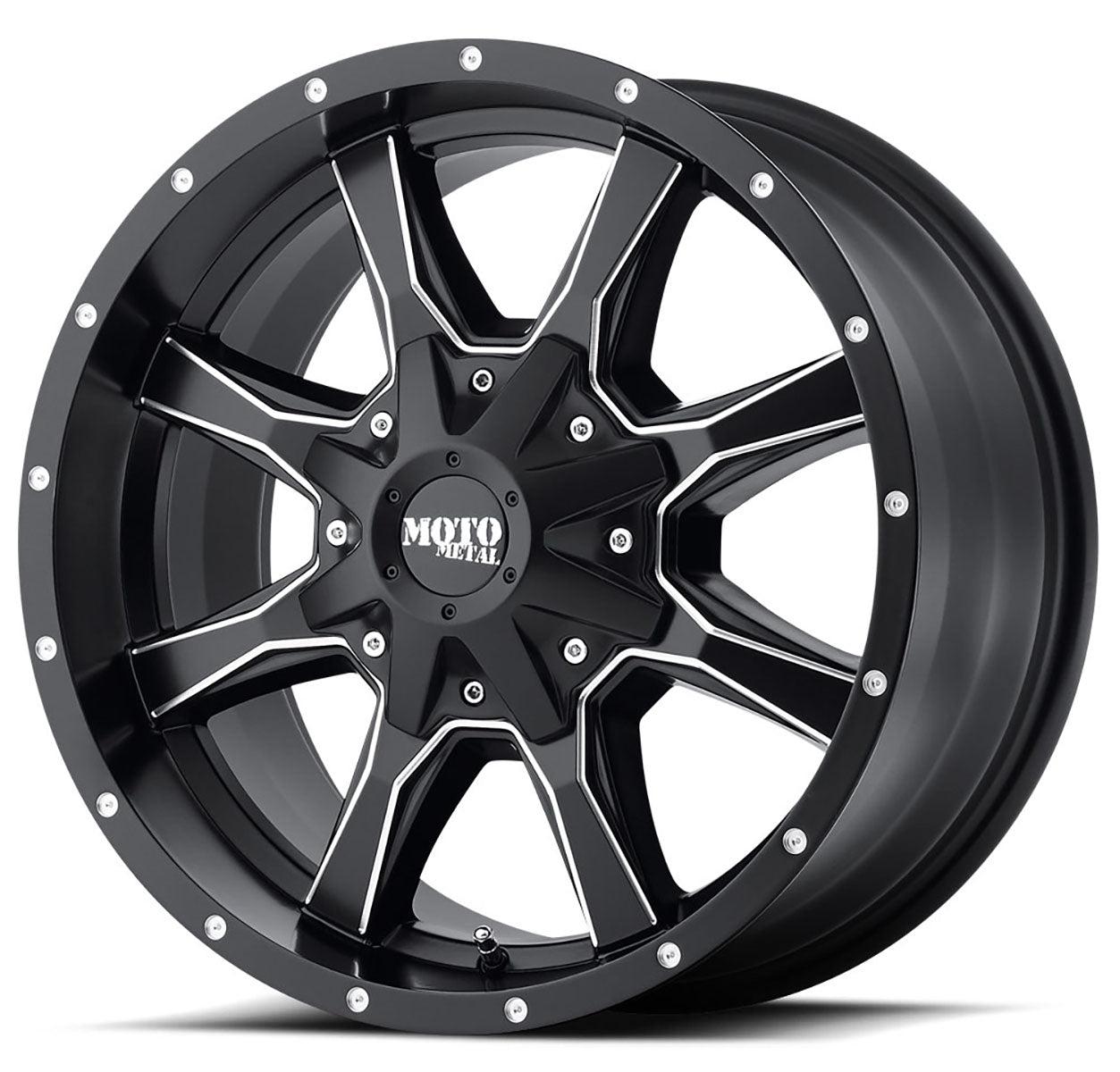 (Clearance - No Returns) 18x10 Moto Metal MO970 Semi Gloss Black Milled 6x135 6x5.5/139.7 -24mm - Flex Offroad