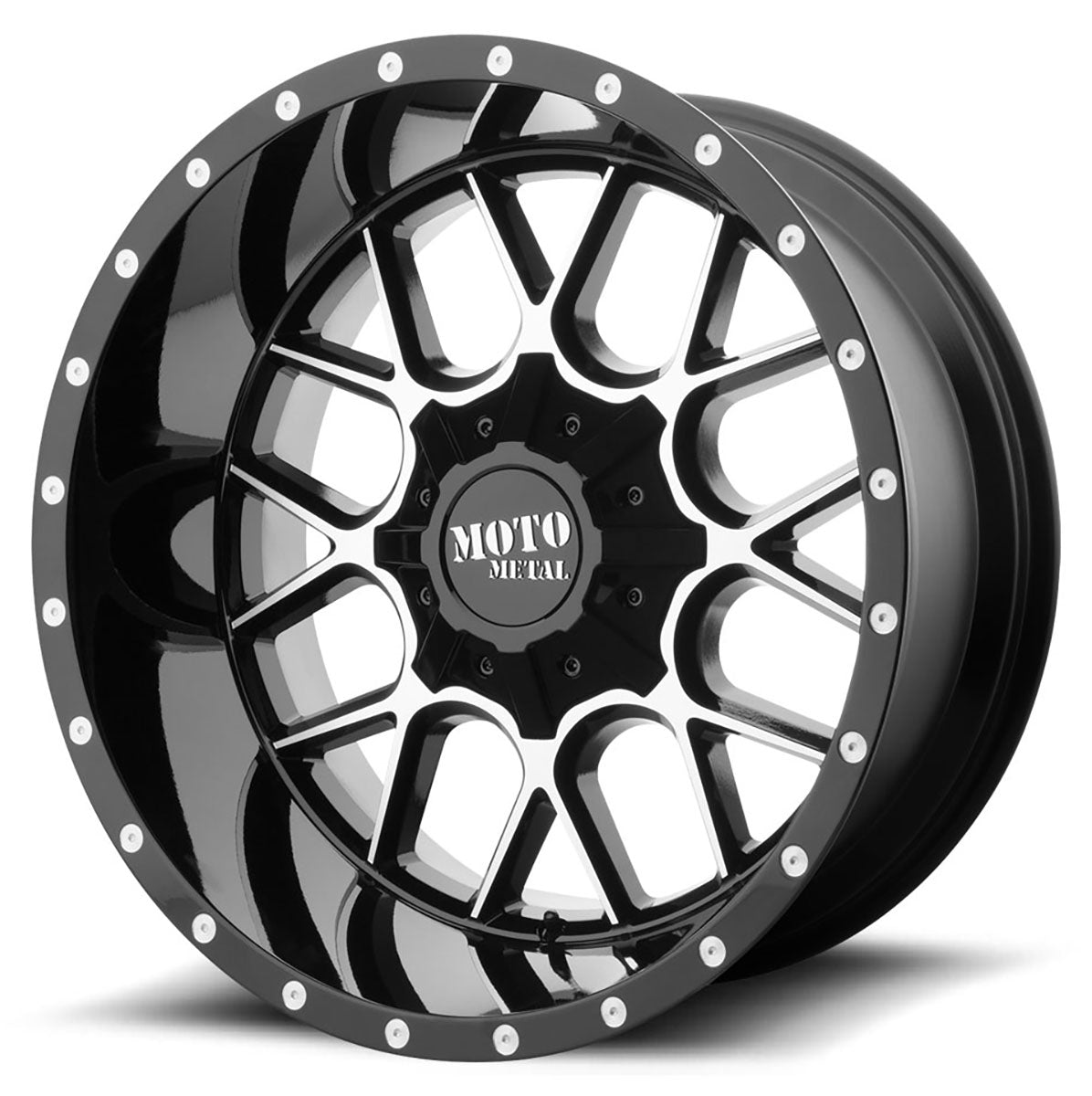 (Clearance - No Returns) 20x10 Moto Metal MO986 Gloss Black Machined 6x135 6x5.5/139.7 -18mm