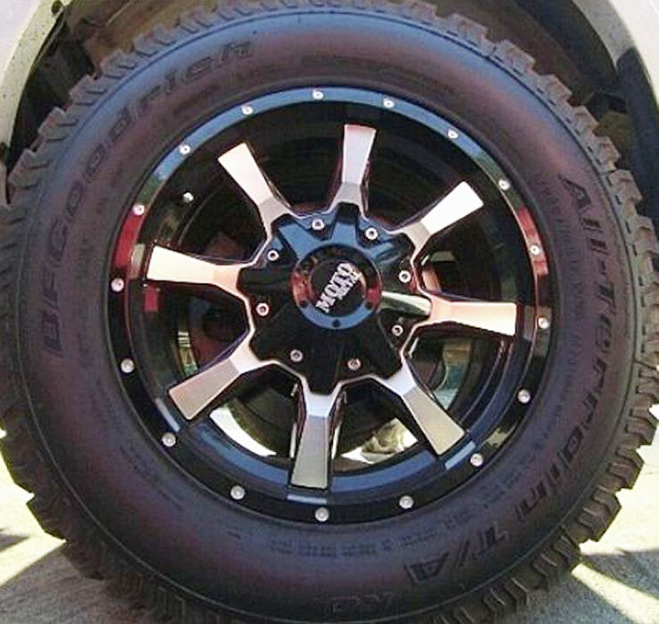 (Clearance - No Returns) 20x12 Moto Metal MO970 Gloss Black Machined (* May Require Trimming) 6x135 6x5.5/139.7 -44mm - Flex Offroad