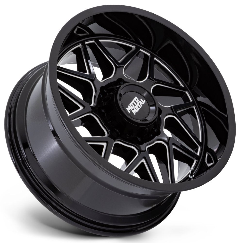 (Clearance - No Returns) 20x9 Moto Metal MO812 Turbine Gloss Black Milled 6x5.5/139.7 1mm