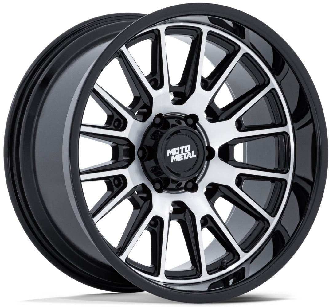 (Clearance - No Returns) 20x9 Moto Metal MO814 Tekton Gloss Black Machined 6x5.5/139.7 1mm
