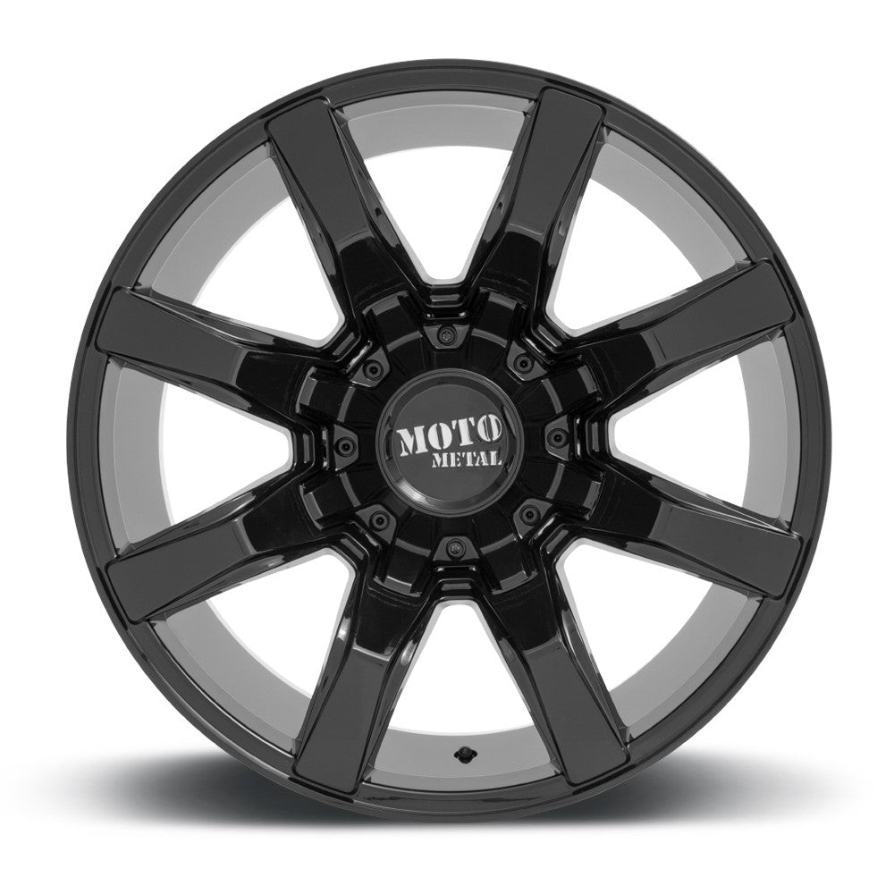 (Clearance - No Returns) 22x12 Moto Metal MO804 Gloss Black (* May Require Trimming) 8x6.5/165 -44mm