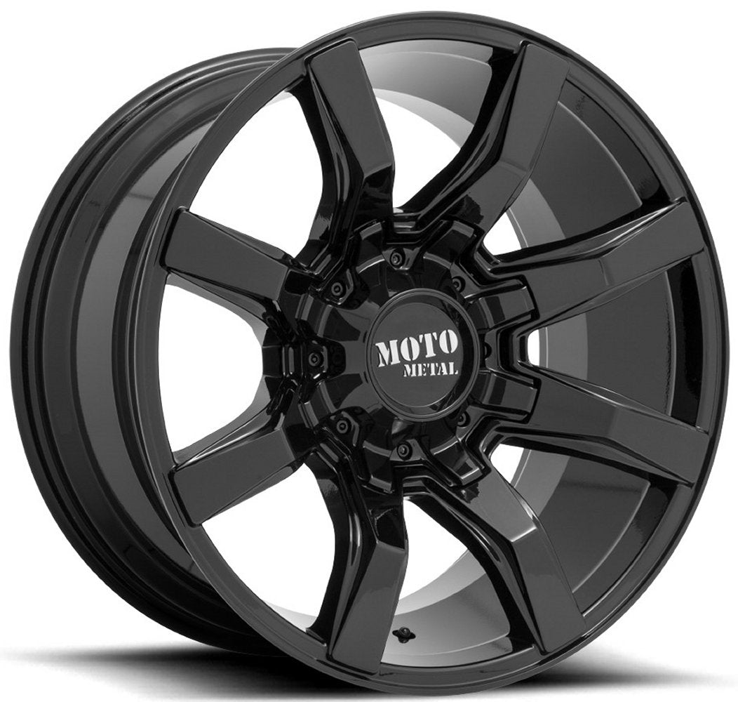 (Clearance - No Returns) 22x12 Moto Metal MO804 Gloss Black (* May Require Trimming) 8x6.5/165 -44mm