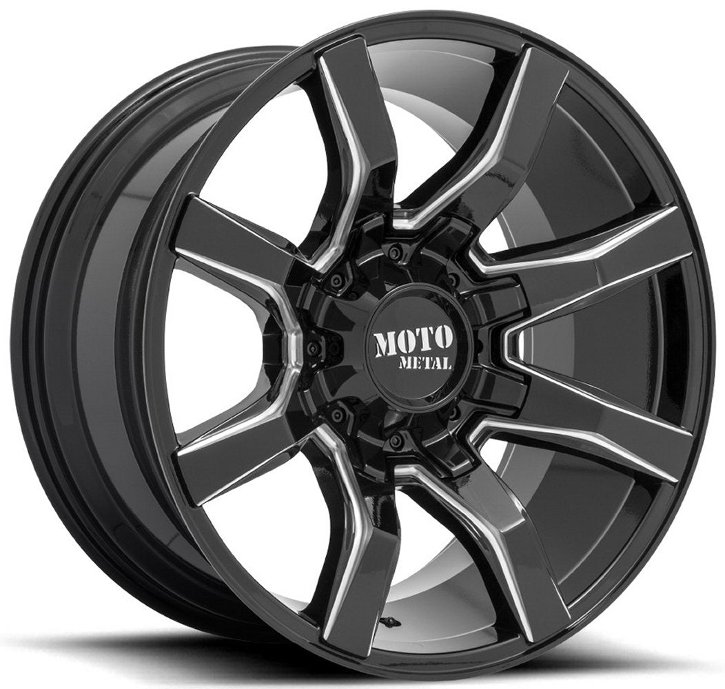 (Clearance - No Returns) 20x10 Moto Metal MO804 Gloss Black Milled 5x5/127 5x5.5/139.7 -18mm - Flex Offroad