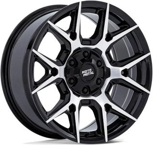 (Clearance - No Returns) 20x9 Moto Metal MO812 Mason Gloss Black Machined 6x135 6x5.5/139.7 10mm