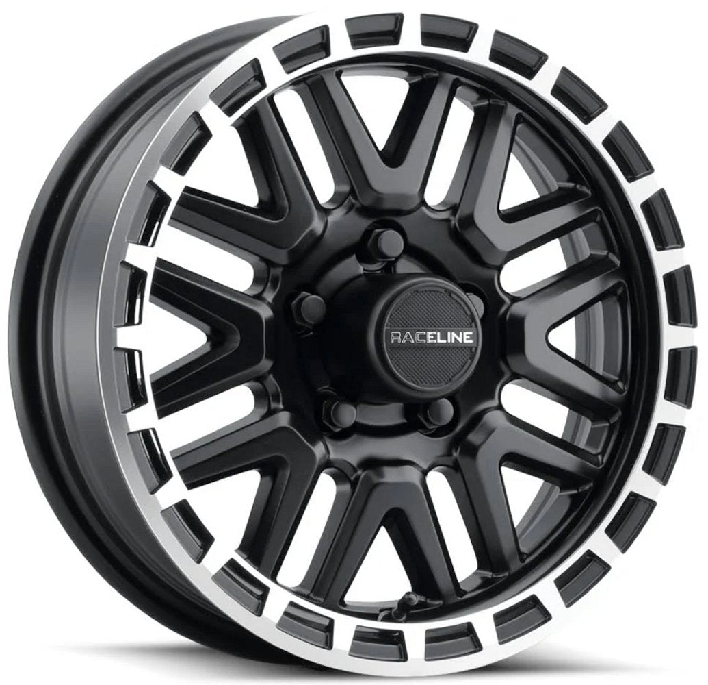 15x6 Raceline 953BM Krank Satin Black Machined Lip 6x5.5/139.7 0mm