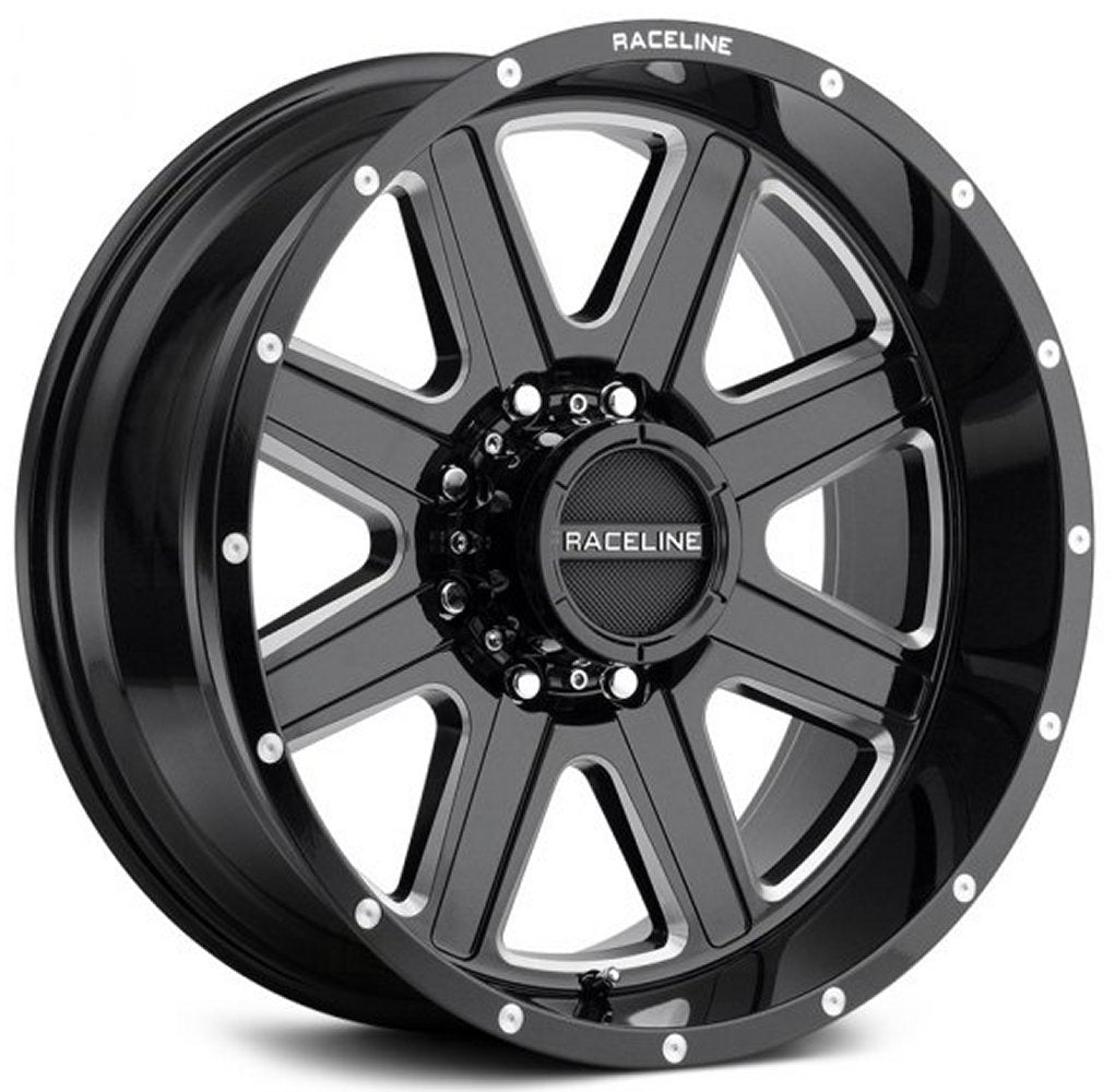 16x8 Raceline 940M Hostage Gloss Black w/ Milled Accents 8x170 0mm - Flex Offroad