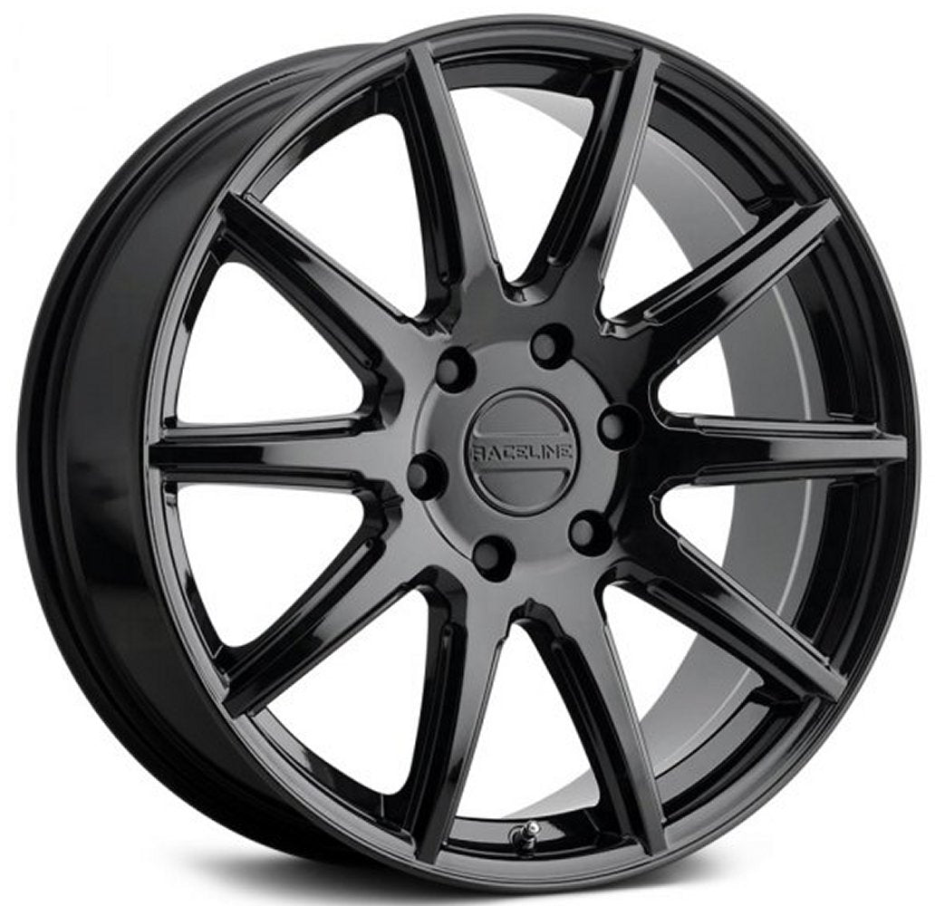 20x8.5 Raceline 159B Spike Gloss Black 5x4.5/114.3 35mm