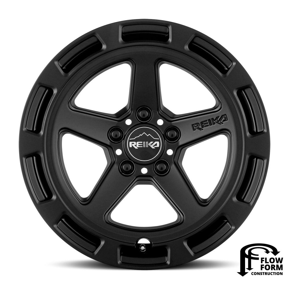 (Clearance - No Returns) 17x8 Reika R20 Teton Satin Black 5x4.5/114.3 20mm - Flex Offroad
