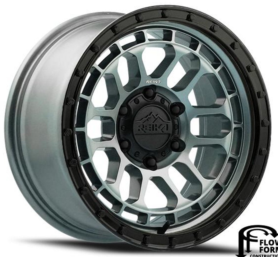 17x8.5 Reika R35 Rambler Gloss Graphite w/ Black Ring (Flow Formed) 6x135 0mm - Flex Offroad