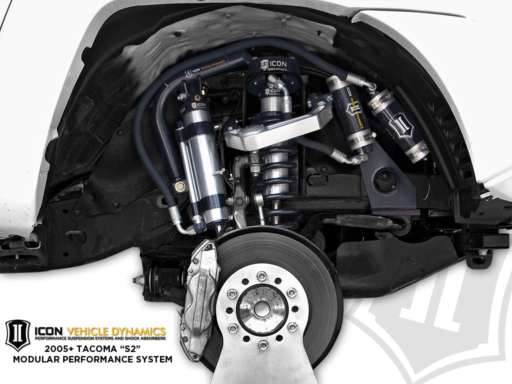 ICON 2007-2014 Toyota FJ Cruiser/2003-2024 Toyota 4Runner/2003-2009 Lexus GX470, 0-3.5" Lift, 2.5 VS Omega Bypass Remote Reservoir, Front Secondary Shocks Pair 59906p